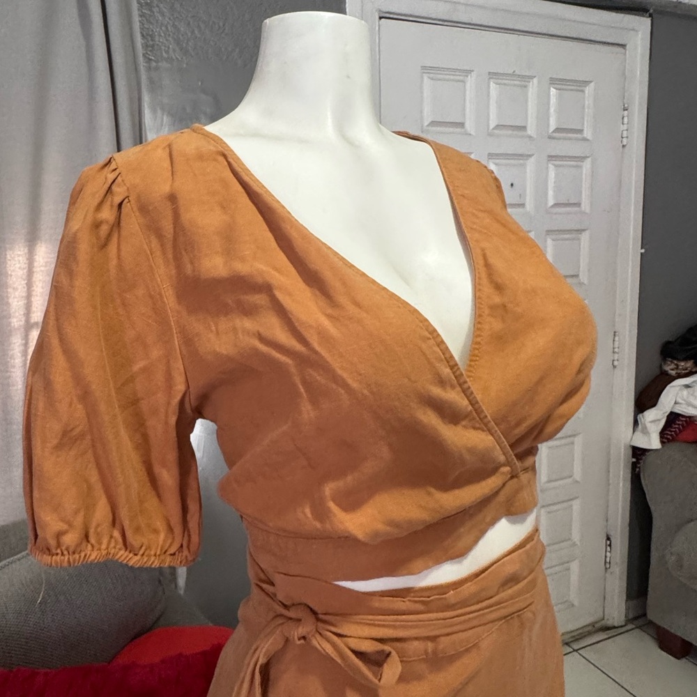 Women’s Wrap Crop Top in Rustic Orange